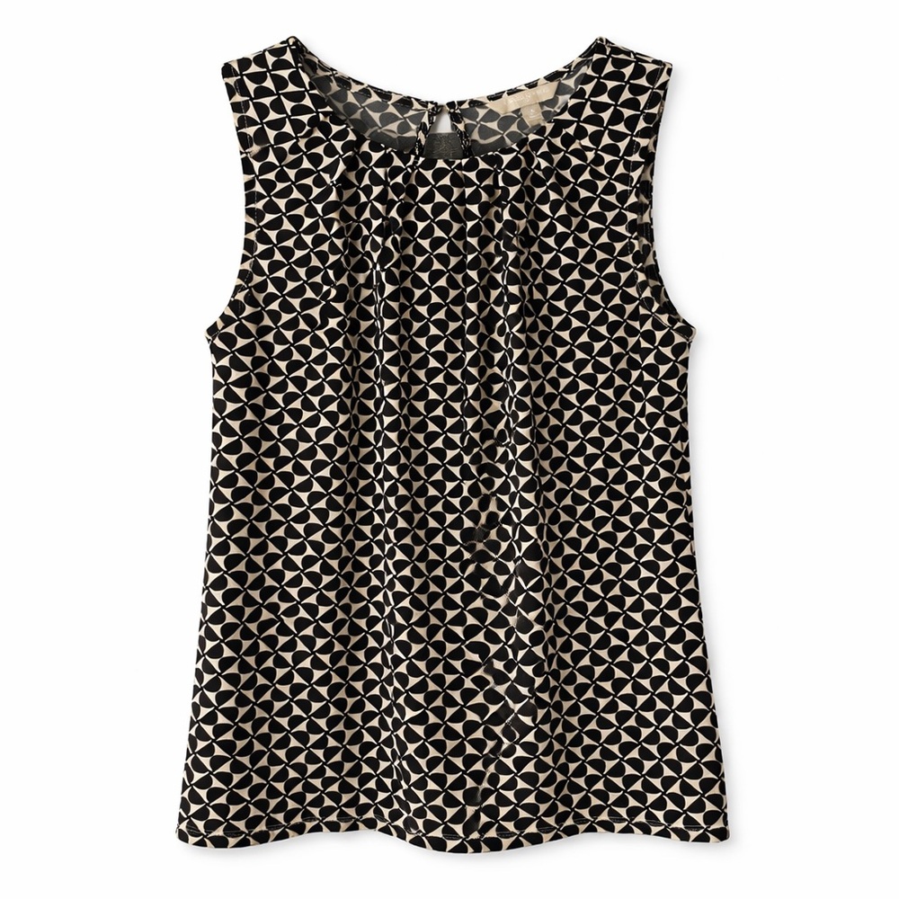 BANANA REPUBLIC Black and Cream Geometric Sleeveless Blouse Size S